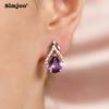 SIMJOO Rose Gold Color Fashionable Geometric Shape Noble Women's Stone Earrings Pendants