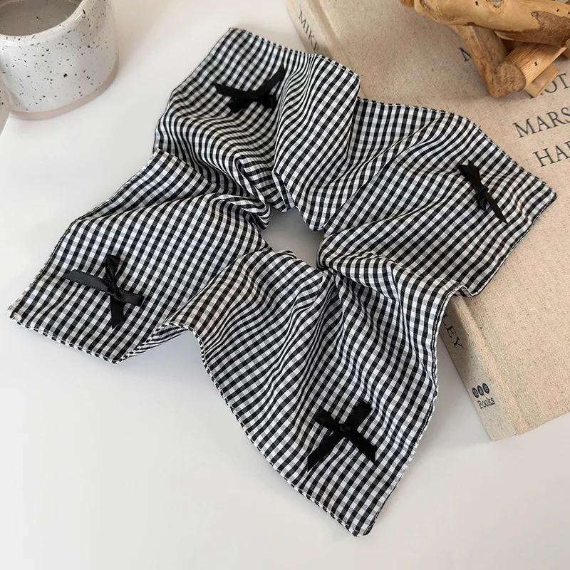 

Черно-белая клетчатая лента Большие резинки для волос Повязки на голову для женского темперамента Веревка для волос Резинка Леди Модные аксессуары для волос