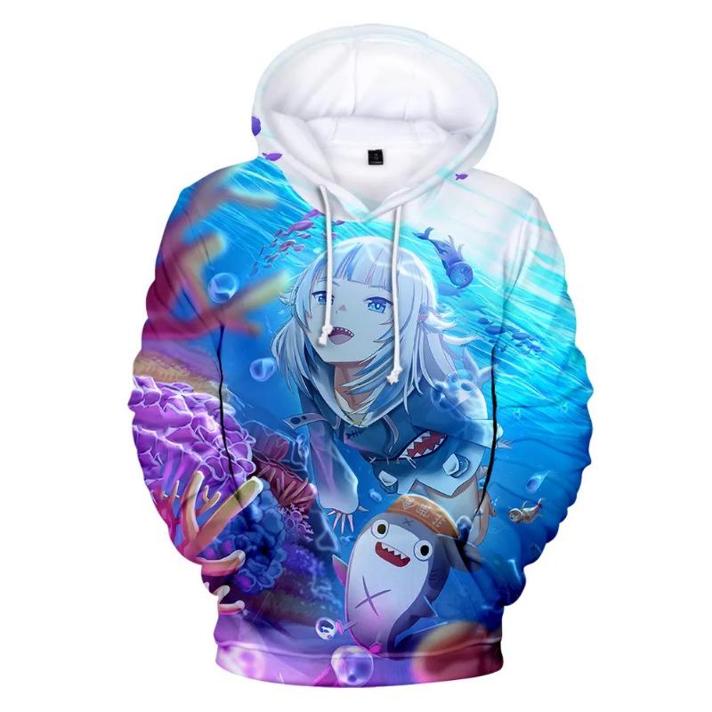 Hololive VTuber Kawaii Gawr Gura Cosplay 3d Print Hoodies & Sweatshirts Man Women Pullover Coat Y2k Top Oversized Men's Coat