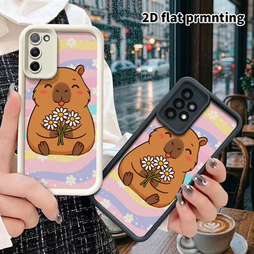 Phone Case: 2D Flat Samsung Galaxy A34 A35 M05 M06 S20 S22 S21 FE Plus 5G Step Protective Case, Energetic Healing Capybara, Christmas and Halloween Gi