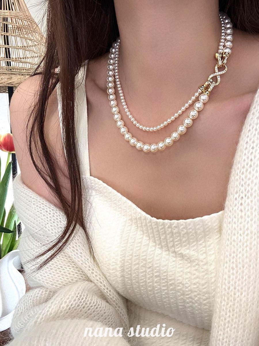 

Трендовое съемное двухслойное жемчужное ожерелье 2024 - Элегантная летняя цепочка для ключицы для женщин, Идеальный подарок на Циси