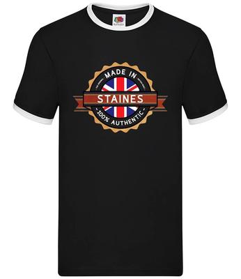 Made In Staines - Mens Ringer - Staines-upon-Thames Hometown Born In Surrey