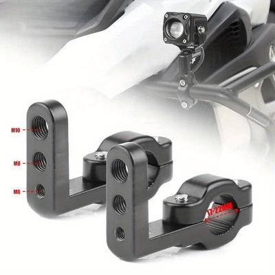 CNC Aluminum Motorcycle Light Mount Bracket 17–22mm Handlebar Clamp for Auxiliary Lamps (Black/Gold)