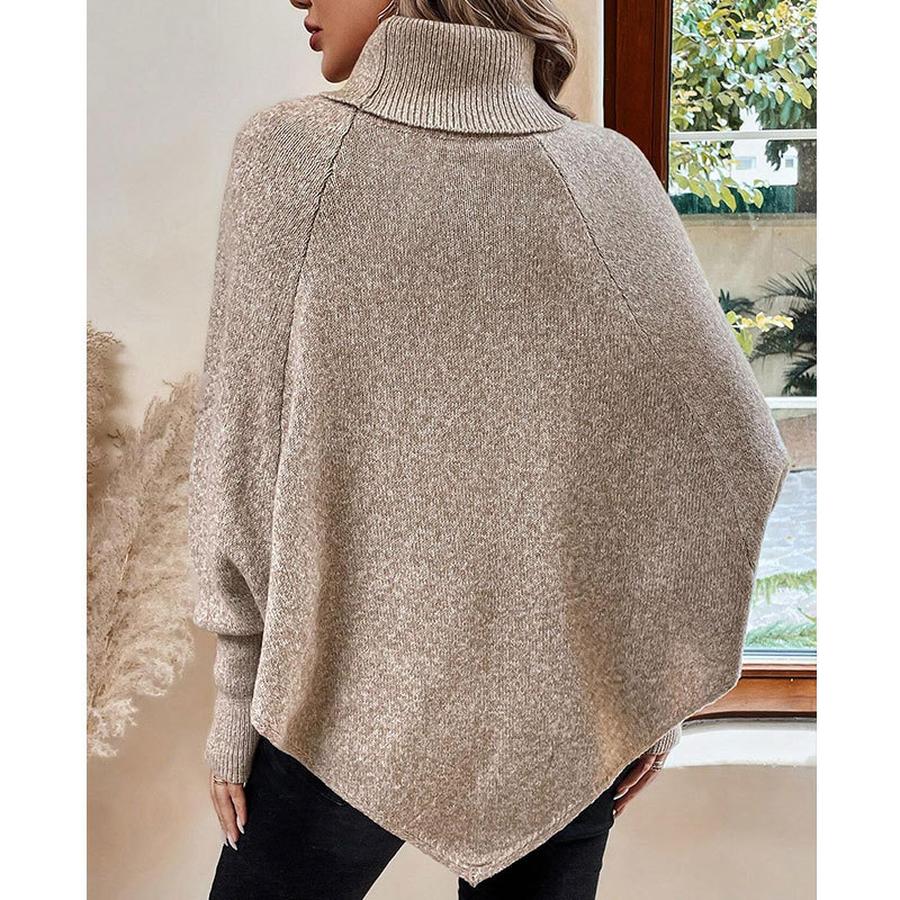 Autumn Winter New Knitted Sweater Women's Clothing, Cable Knit High Neck Button Long Sleeve Top