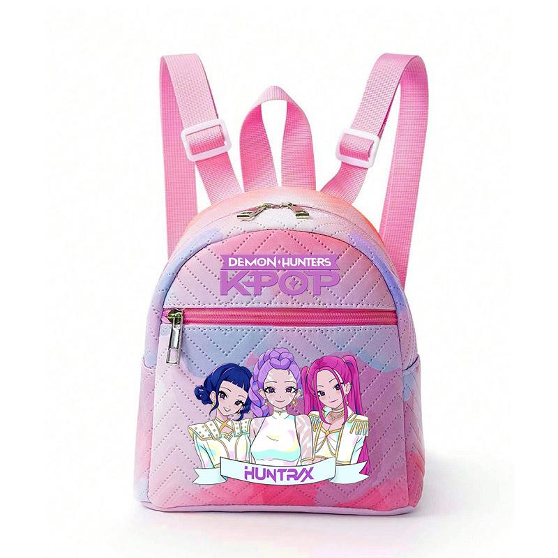 Kpop Synthetic Leather School Backpack for Girls Lightweight Candy Color Campus Bag