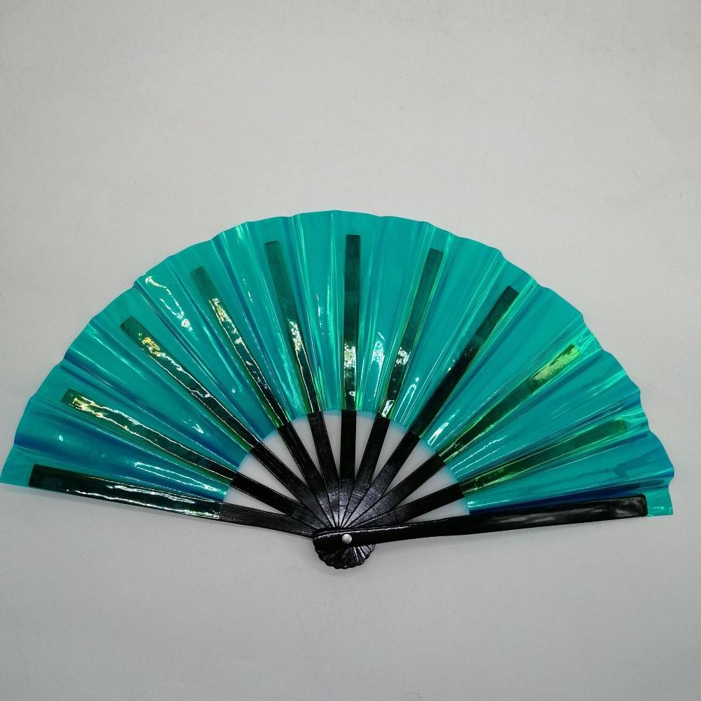 PVC Folding Hand Bamboo Handle Dancing Fan Kung Fu Fans Tai Chi Fan  Photography Prop