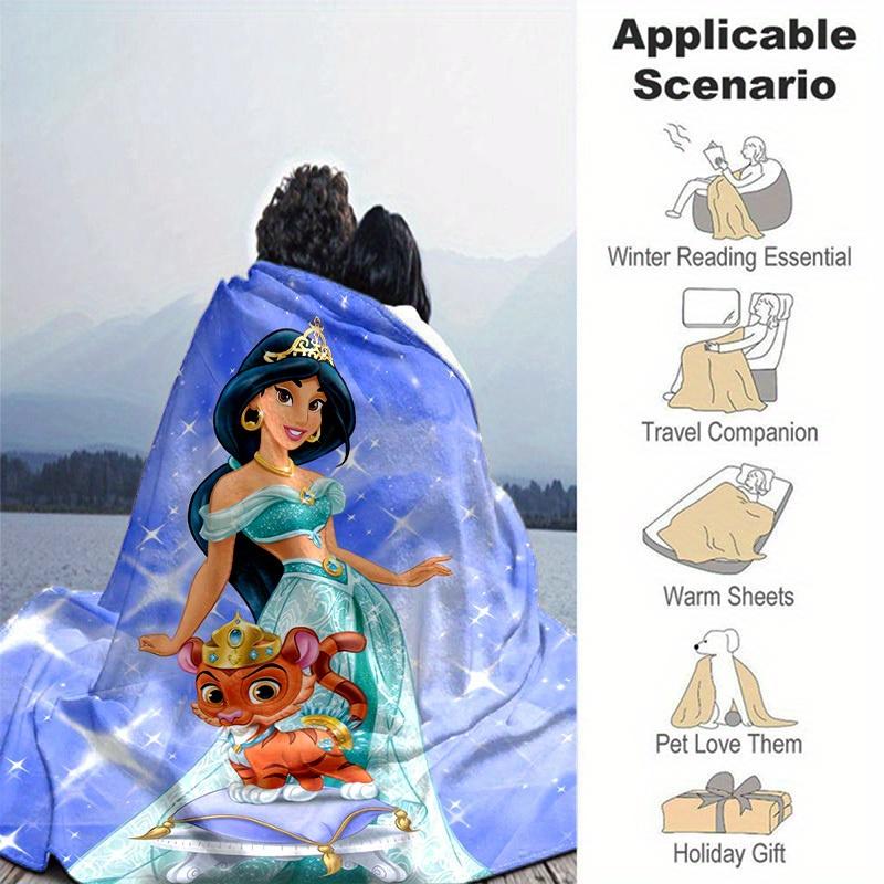 1 peça, Manta Disney Princesa Jasmine & Tigre Bebê Decoração de Casa, Capa de Sofá, Exterior, Presente para Amigos, Mantas, Quarto, Sala de Estar, Viagem
