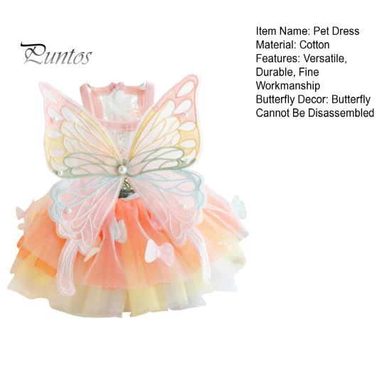 Pet Dress Elegant Summer Cat Princess Dress Charming Butterfly Decor Mesh Stitching Dog Dress for Daily Wear