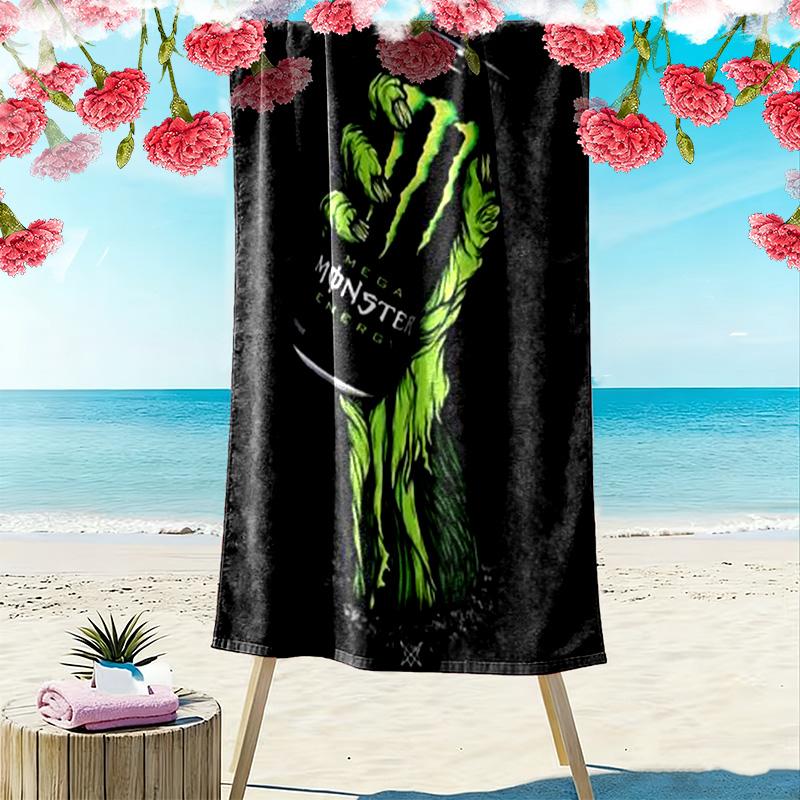 Monster Energy Drink Mega Power Can Beach Towel Beach Towel For Vacation Photos Soft Seaside Swim Quickdrying Swim Towel Beach Towel Printing