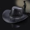 Vintage Sun Shield Hat Widen Brim Western Hat Vintage Leather Western Hat for Men Women Hiking Camping Fishing Travel