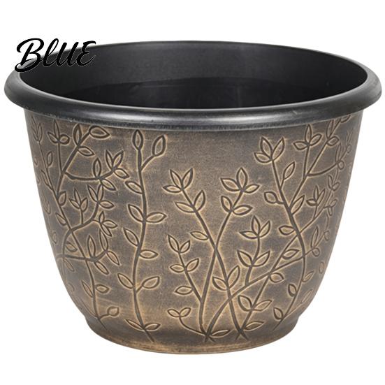 Flower Pots with Drainage Holes 12 Inch Thickened for Outdoor Indoor Plastic Leaf-Pattern Texture Deep Containers Flowers Planter Hole & Saucer,