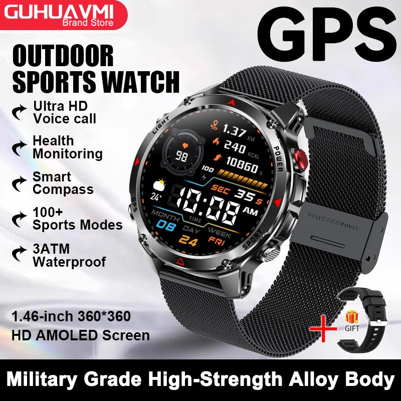 New Military Outdoors BT Call Smart Watch Built-in GPS Compass Barometric Altimeter 10ATM Waterproof Sports Smartwatche Men