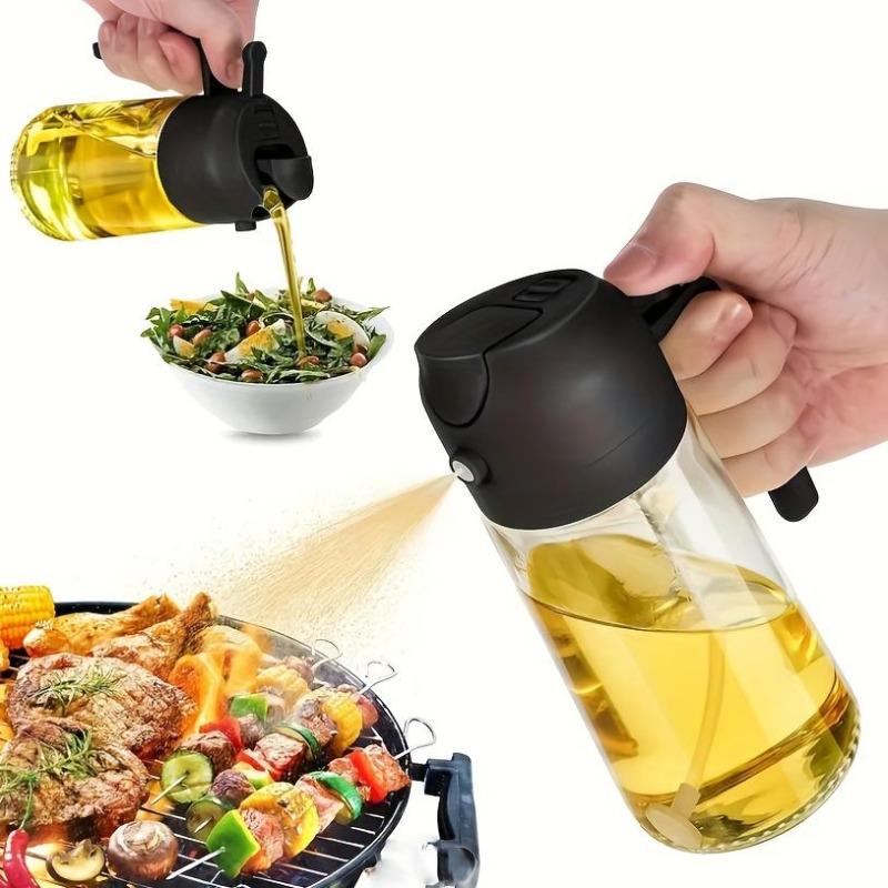 1pc Leak-Proof Olive Oil Spray Bottle - Dual-Use Plastic Dispenser with Fine Mist & Pour Spout, Ideal for Salads, BBQ & Cooking, Easy Hand-Wash MIT