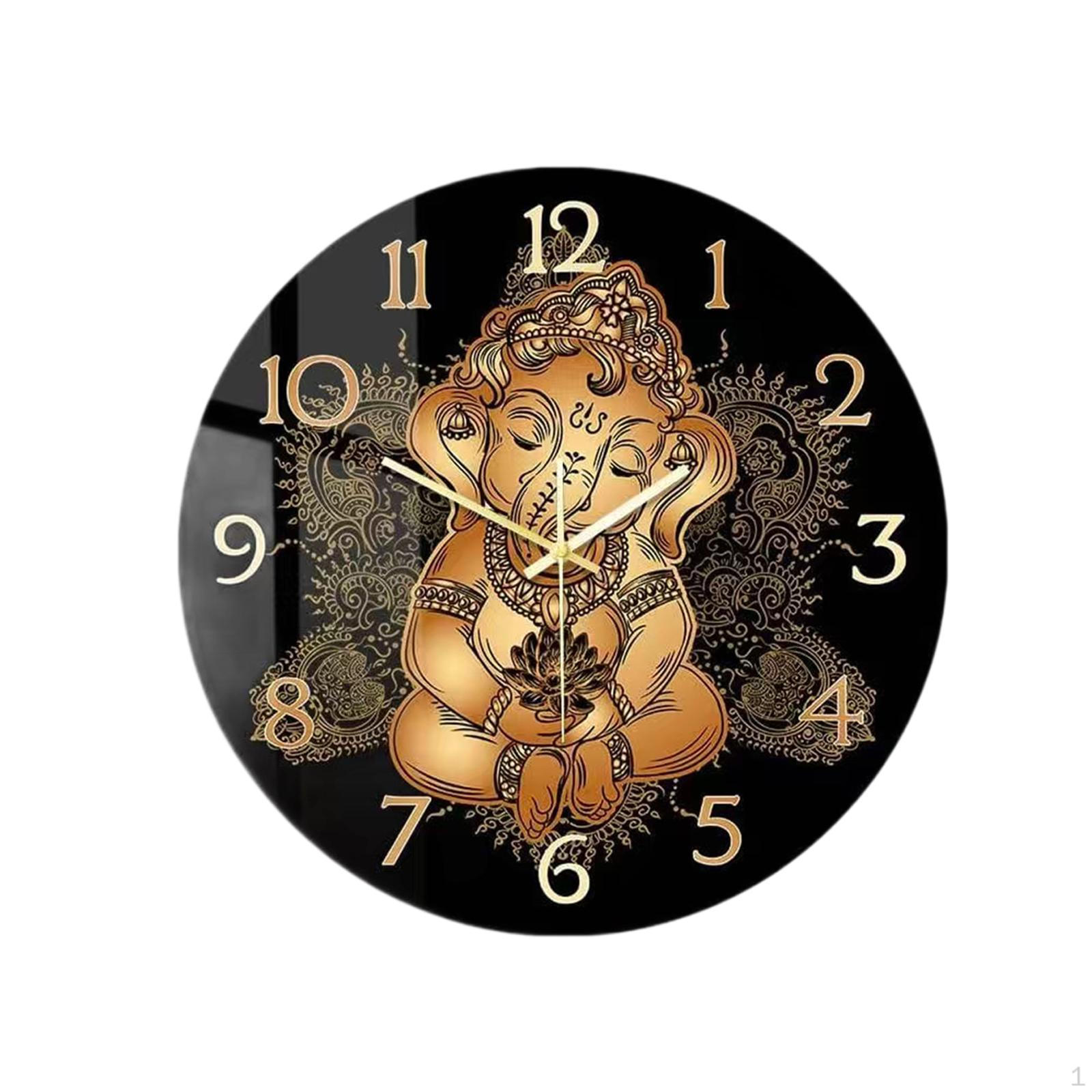 

38 Cm (15 Inch) Wall Clock, Indoor Decoration, Round, Decorative, Silent, for Living Room, Bedroom, Elephant