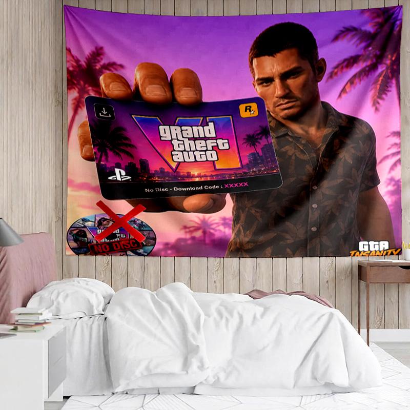 Game Grand Theft Auto Tapestry for Bedroom Aesthetic Classroom Tapestries Wall Hanging for Living Room Dorm Office,Ideal Creative Gift