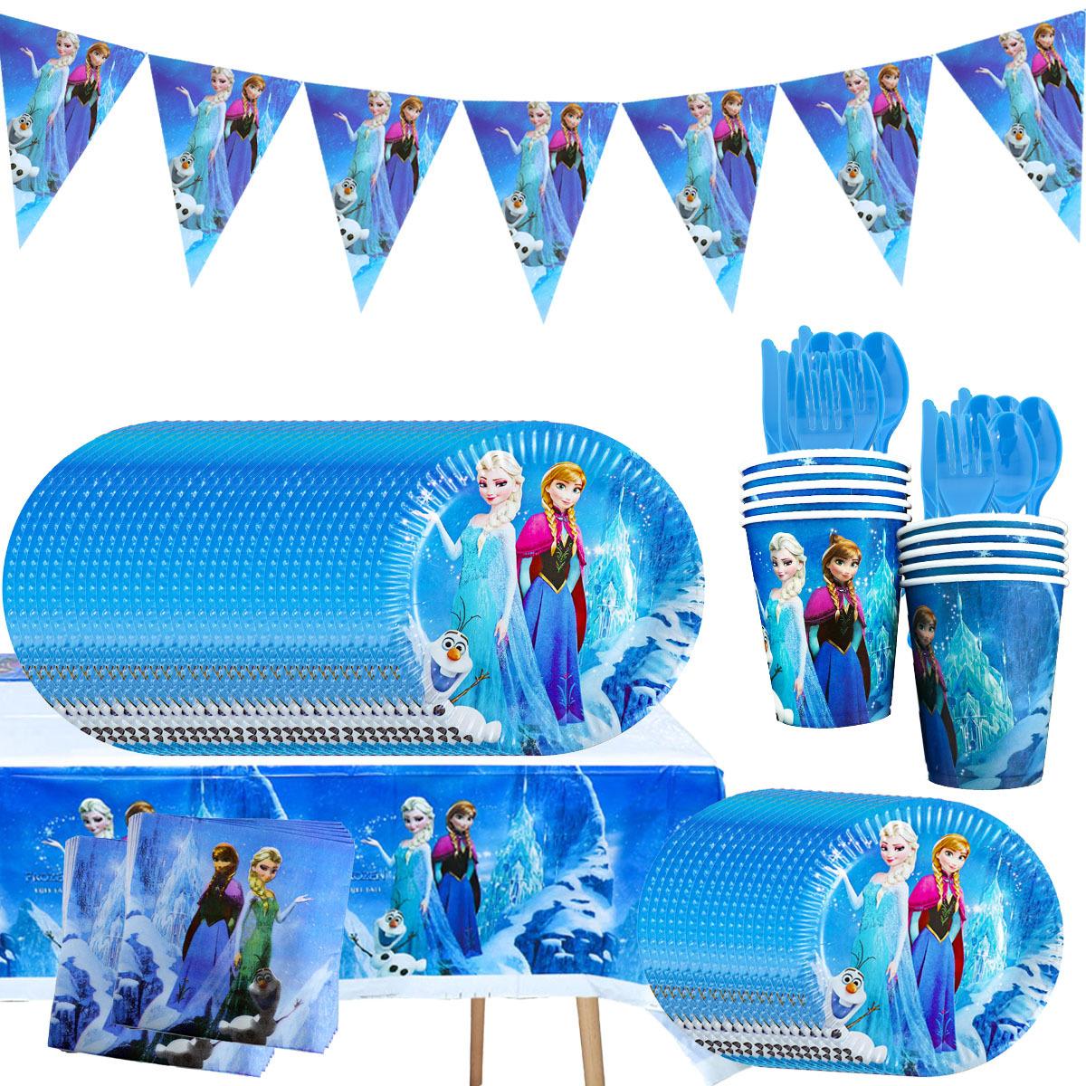 Set Decorazioni Festa a Tema Frozen Principessa Elsa Anna Piatto Cena Cartone Animato Compleanno Bambini