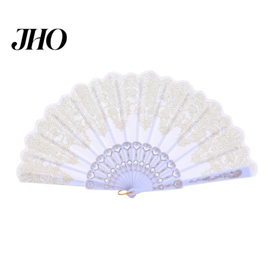 Decorative Fan Vintage Folding Carved Plastic Ribs Hand Held Portable Performance Summer Cooling Wedding Dance Party Props