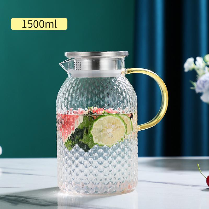 Großvolumiger Kessel mit Hammermuster aus hochborosilikatglas für kaltes Wasser und Saft - Hitzebeständig und explosionssicher