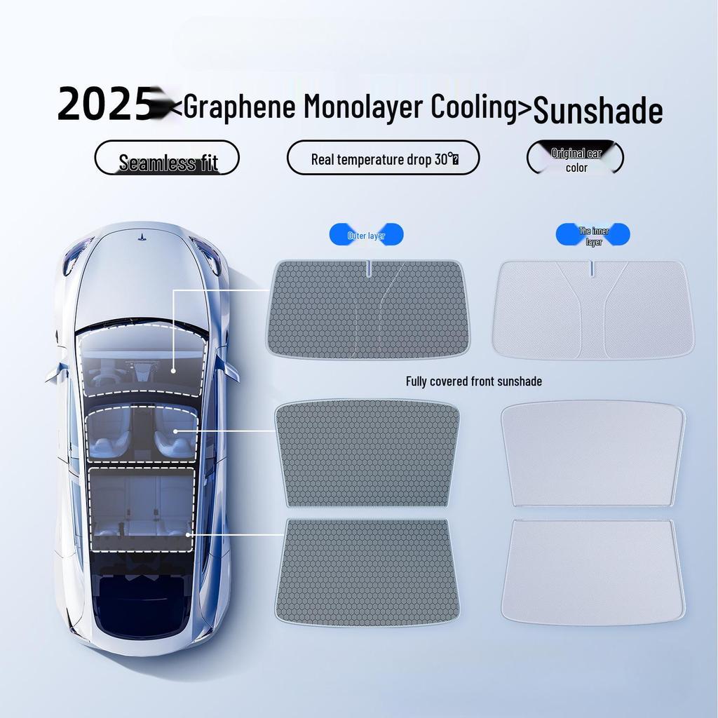Tesla Model 3/Y Sunroof Blackout Graphene Sunshade Canopy.
