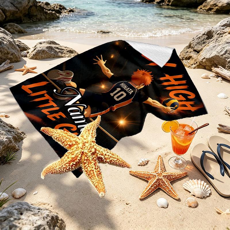 Custom Name Personalized Haikyu Print Beach Towel, for Trip Camping Beach Party Home Decor, Birthday Gift for Family & Friends