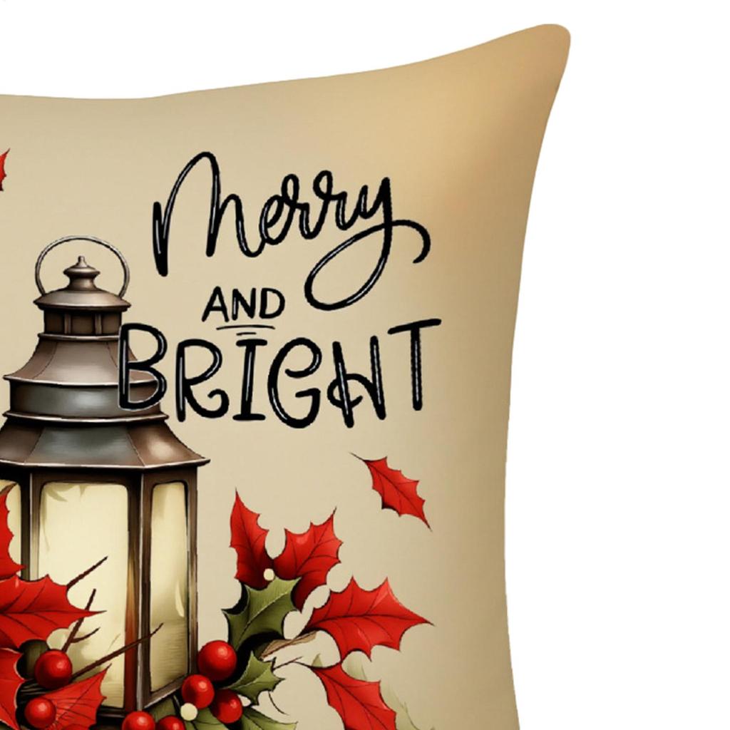 Christmas Cushion Covers 18x18 Inch Linen Linen Couch Cushion Holiday Pillow Covers For Sofa Bed Farmhouse Winter Bedroom Living