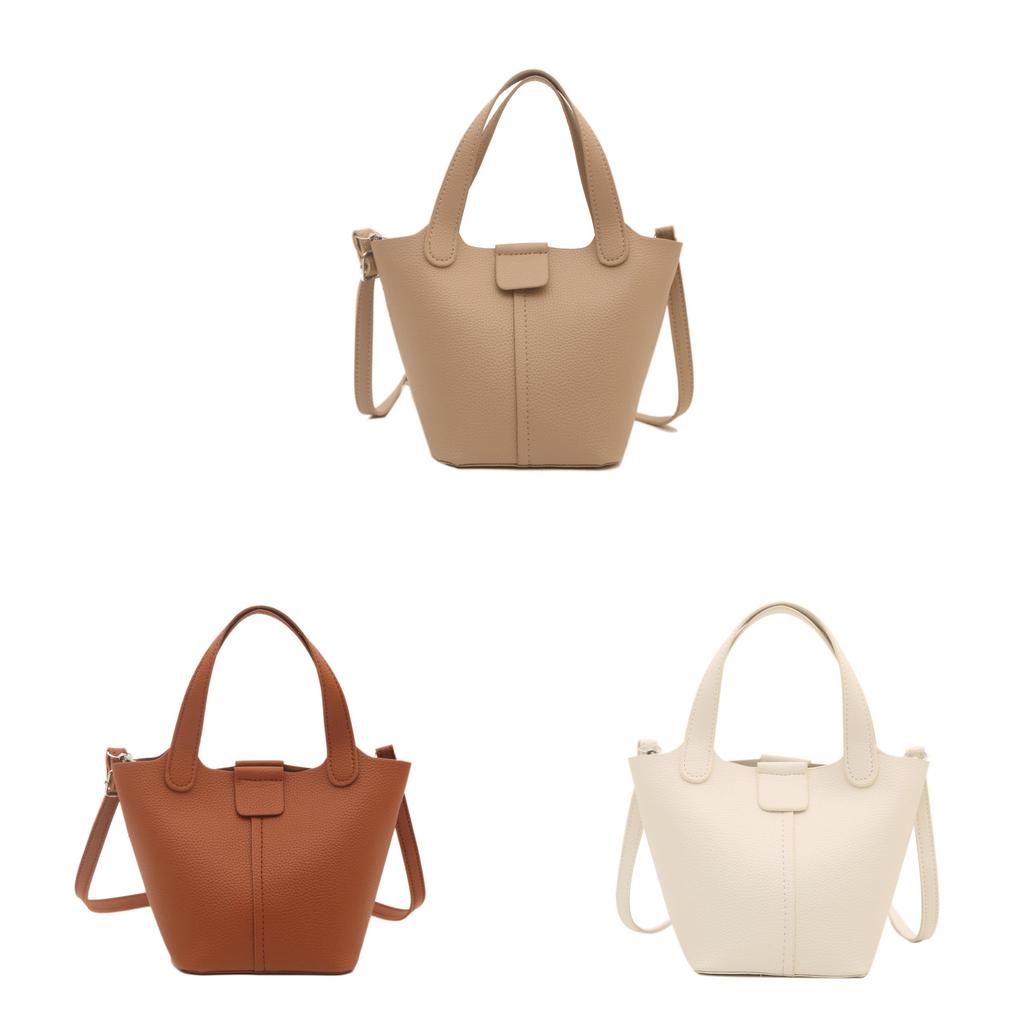 Pu Leather Small Bucket Bag With Magnet Closure For Casual Daily Use