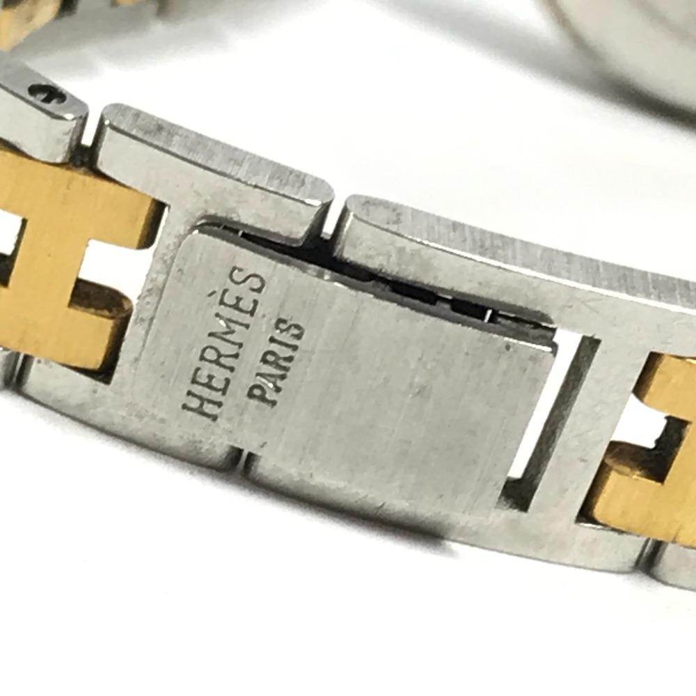 Hermes Clipper Quartz Two-tone Watch Wristwatch SS/Gold Plated Silver/Gold