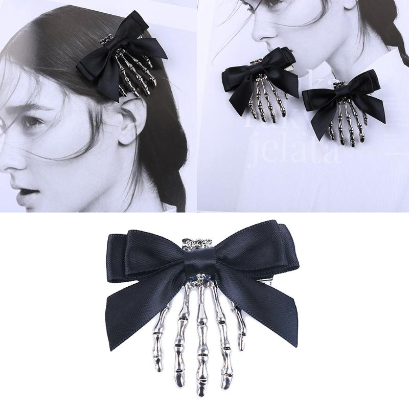 Gothic Duckbill Hair Clip Skeleton Claws Hair Barrette Halloween Trendy Ponytail Decor Non-Slip Cosplay Hair Side Clips