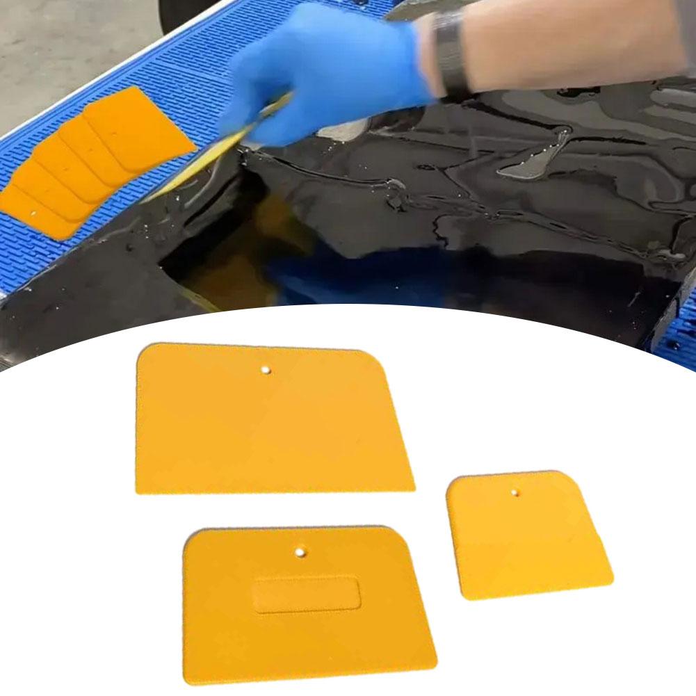 3Pcs Plastic Film Scraper Remove Air Bubbles Hard Soft Trapezoidal Plastic Scraper Automotive Bodywork Painting Putty Scraper