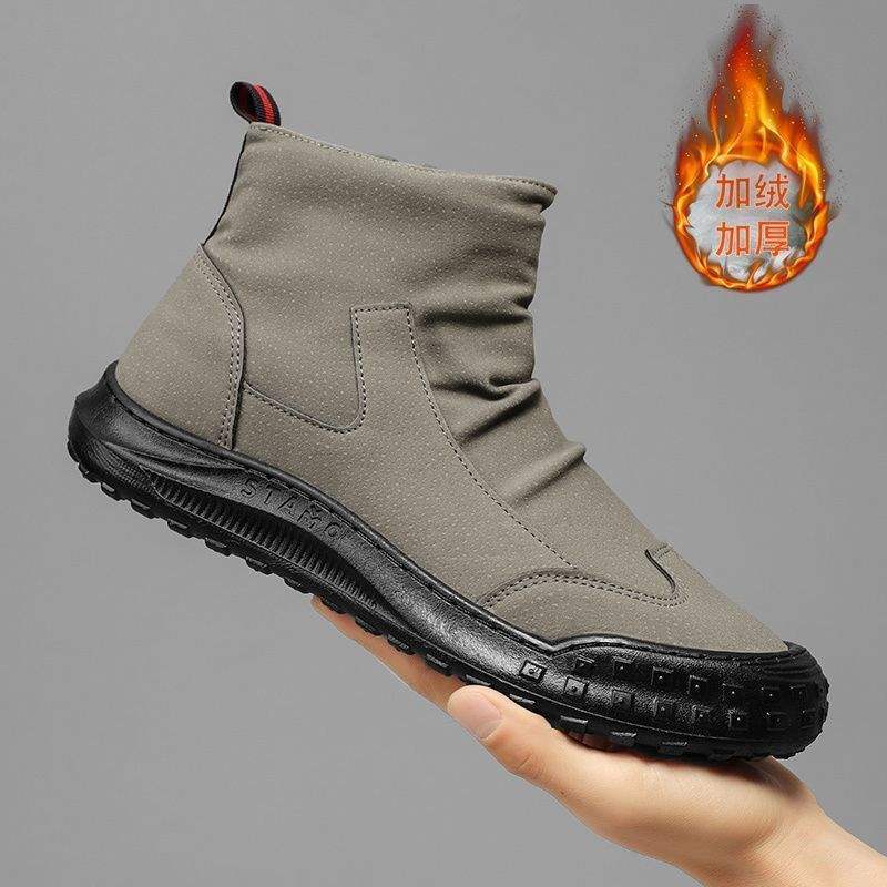 Martin Stiefel 2025 Winter neue Herren High-Top Trend vielseitige Arbeitsschuhe Baumwollschuhe Retro kurze Stiefel Samtstiefel