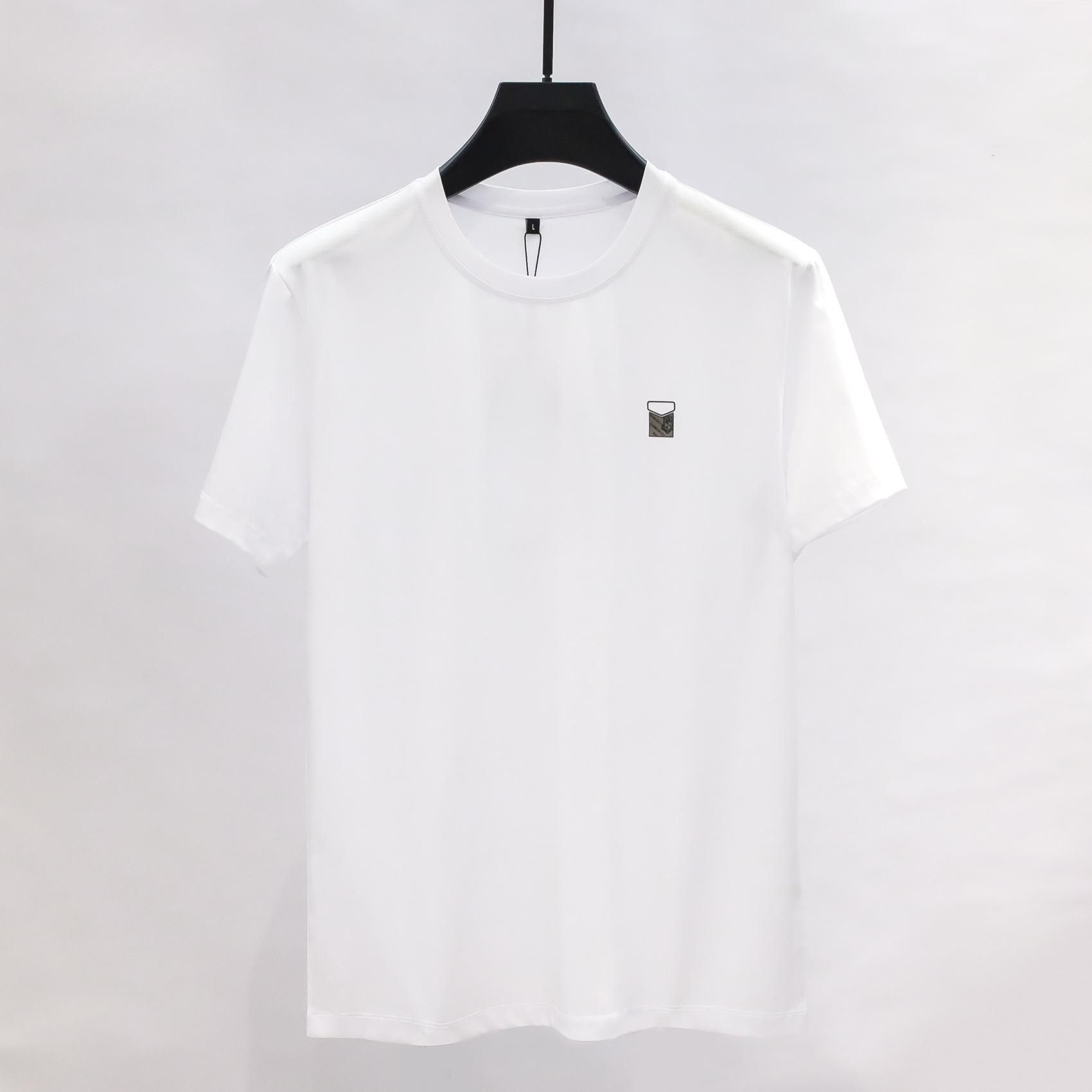 Frühling Sommer Herrenmode Seide Herren Rundhals Freizeit Kurzarm T-Shirt 4XL white