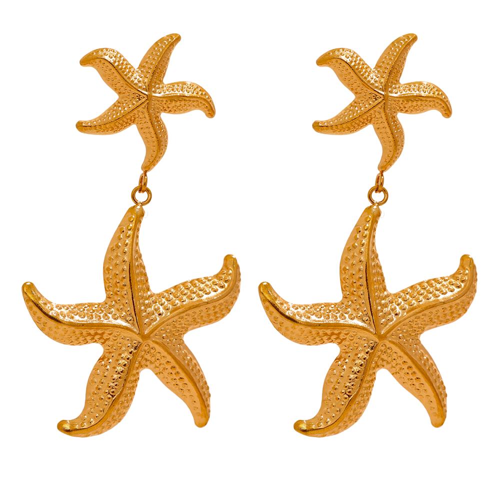 

Yhpup New Stainless Steel Starfish Drop Dangle Statement Earrings Women Summer Holiday Beach High Qulity Attractive Jewelry