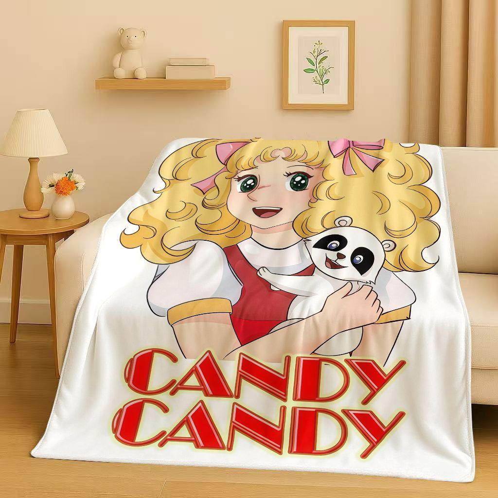 3D Classic Cartoon Candy Candy Sweet Girl Flannel Blanket,Ultra Soft Warm Plush Throw for Home Bedroom Bed Sofa Cover Office Kid