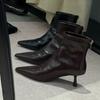 2025 Autumn and Winter New Temperament Fashionable Versatile Pointed High Heel Fashion Short Boots Rear Zipper Thin Heel Elastic Thin Boots