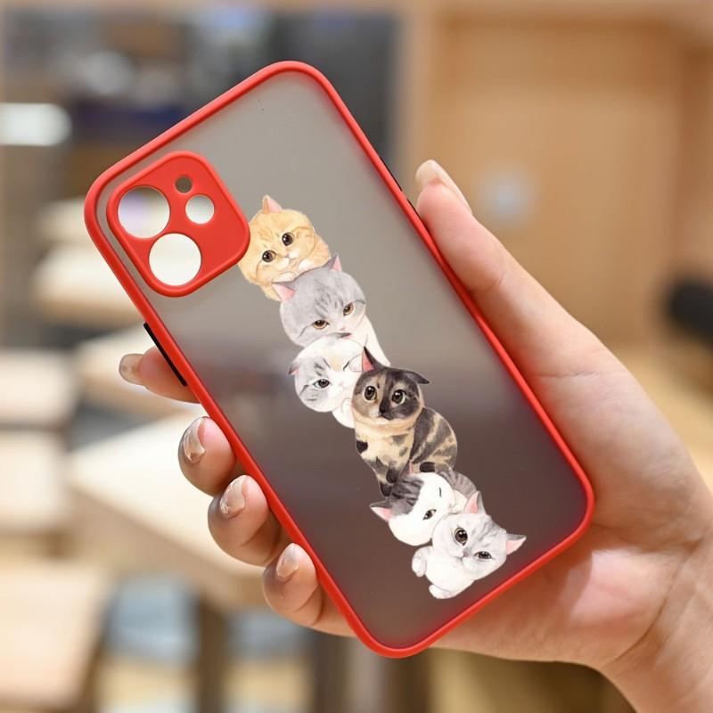 Cute Cat Phone Case For IPhone 14 13 12 11 Mini Pro Max XS X Max XR 8 7 Plus SE 2022 Skin Color Phone Cover
