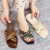 Fashion Summer Flip Flops for Women Studded Women's Sandals Cross Flat Slippers Girls Studded Beach Slippers Jelly Shoes 36-40