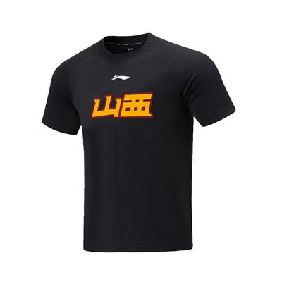 Serie CBA Logo Carattere Cinese Pullover Girocollo Manica Corta T-Shirt Uomo Top Nera AHSUC37-2