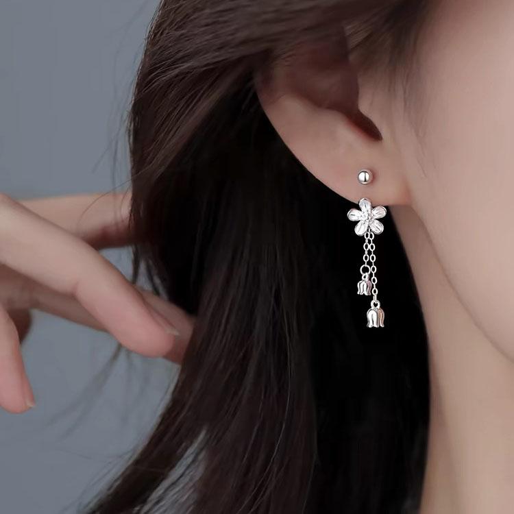 BF CLUB 925 Sterling Silver Earrings For Women Trendy Flower Tassel Earring Jewelry Prevent Allergy Party Accessories