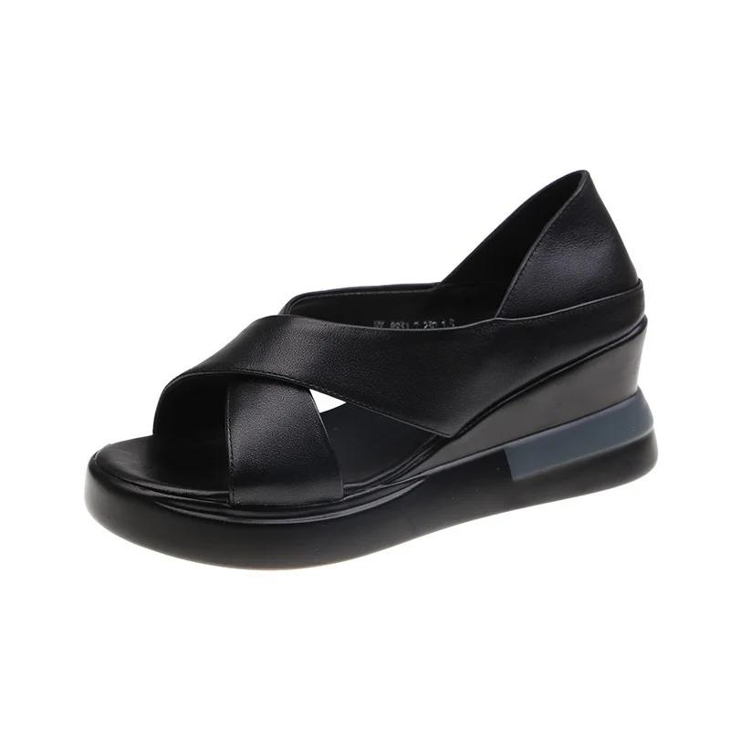 Muffin Bag Heel Sandals Women 2025 Summer New High-heeled Fashion Outer Wear Wedge-heeled Thick-soled Comfortable Women's Shoes