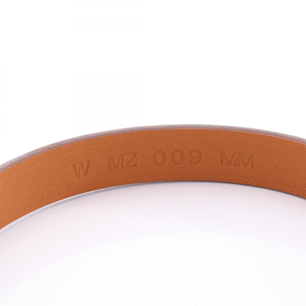 Used HERMES Rival Mini Etoupe Grey Bracelet M2009 Vaux Swift leather Stainless Steel Vaux Swift leather Gray Silver