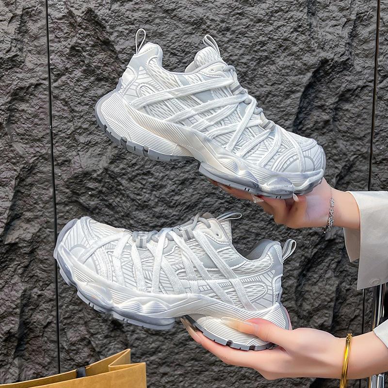 4CM Height Increase~ Shock Absorption Thick-soled Mesh Breathable Mountaineering Paris Dad Shoes Women's Autumn Outdoor Hiking Shoes