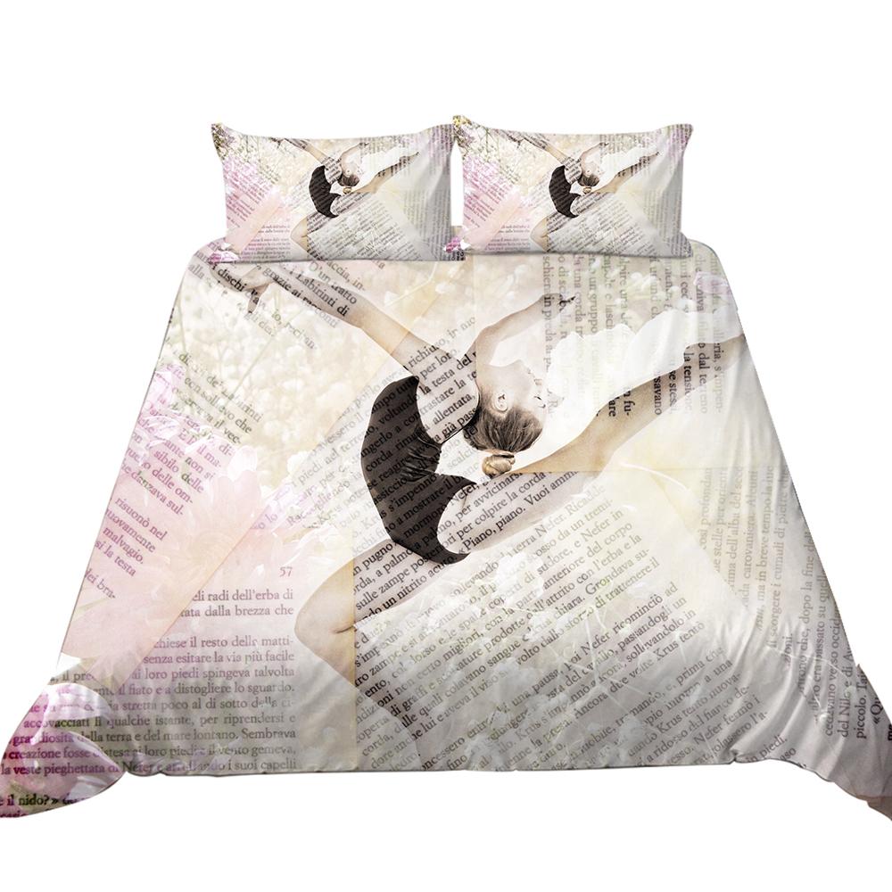 Set de lenjerie de pat de lux cu model de dans 3D, husă de pilota și față de pernă, lenjerie de pat confortabilă, lavabilă, pentru dormitor.