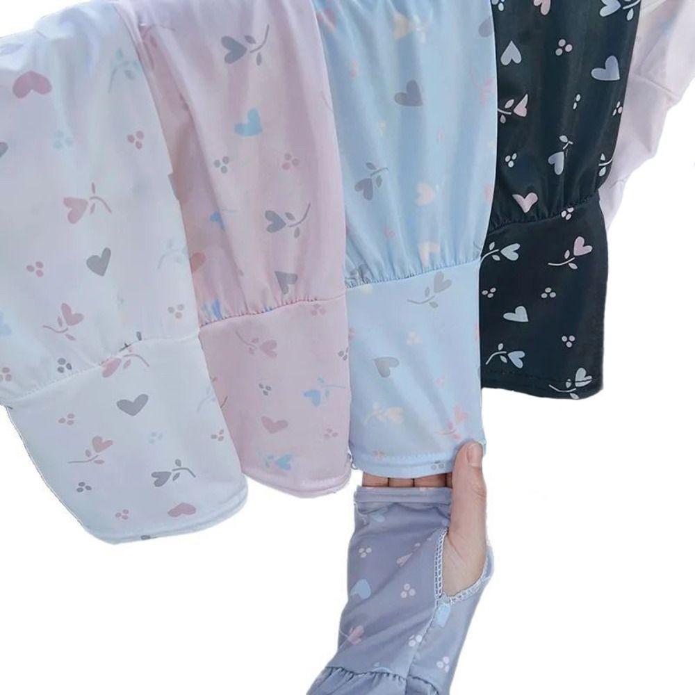 Cooling Material Arm Sleeves Breathable Sun Protection Sleeves Cute Ice Silk Sleeve Hiking