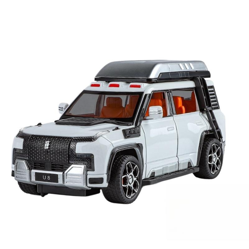 Maßstab 1/24 BYD LOOK UPAT U8 Offroad-Version Legierung SUV Diecast-Modell Sound & Licht Rückziehspielzeug Trendiges Ausstellungsornament Geschenk für Kinder