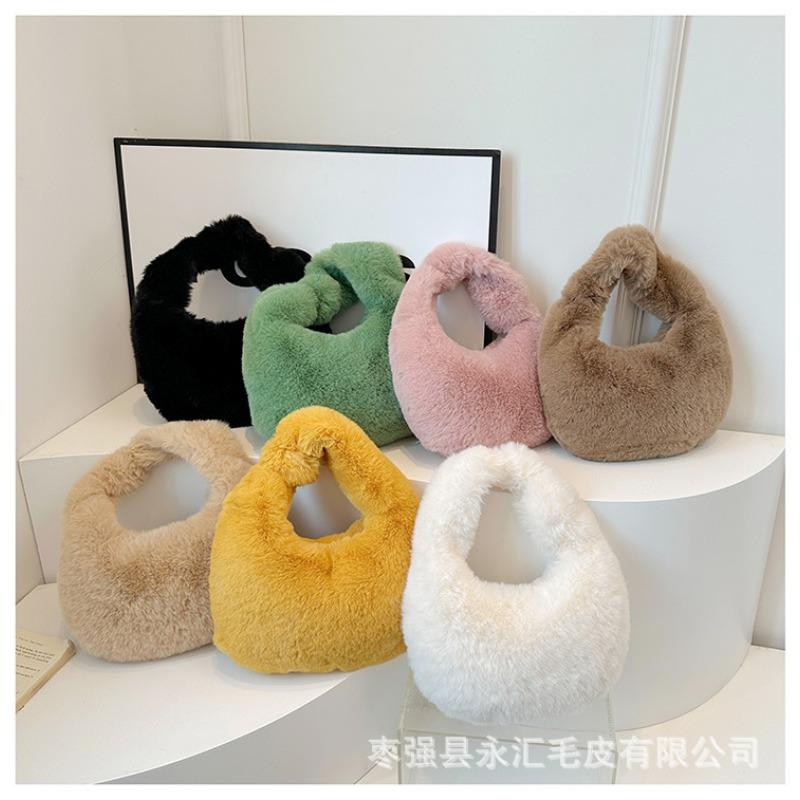 Plush bag dumpling bag new premium women's bag fluffy fashion dumpling bag fur handbag