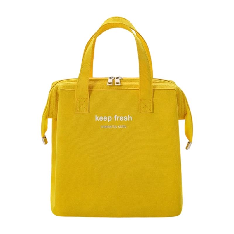 Spacious Thermal Food Carriers With Insulated Compartment Pastel Tone Durable Lunch Bag For Office Outdoors жёлтый