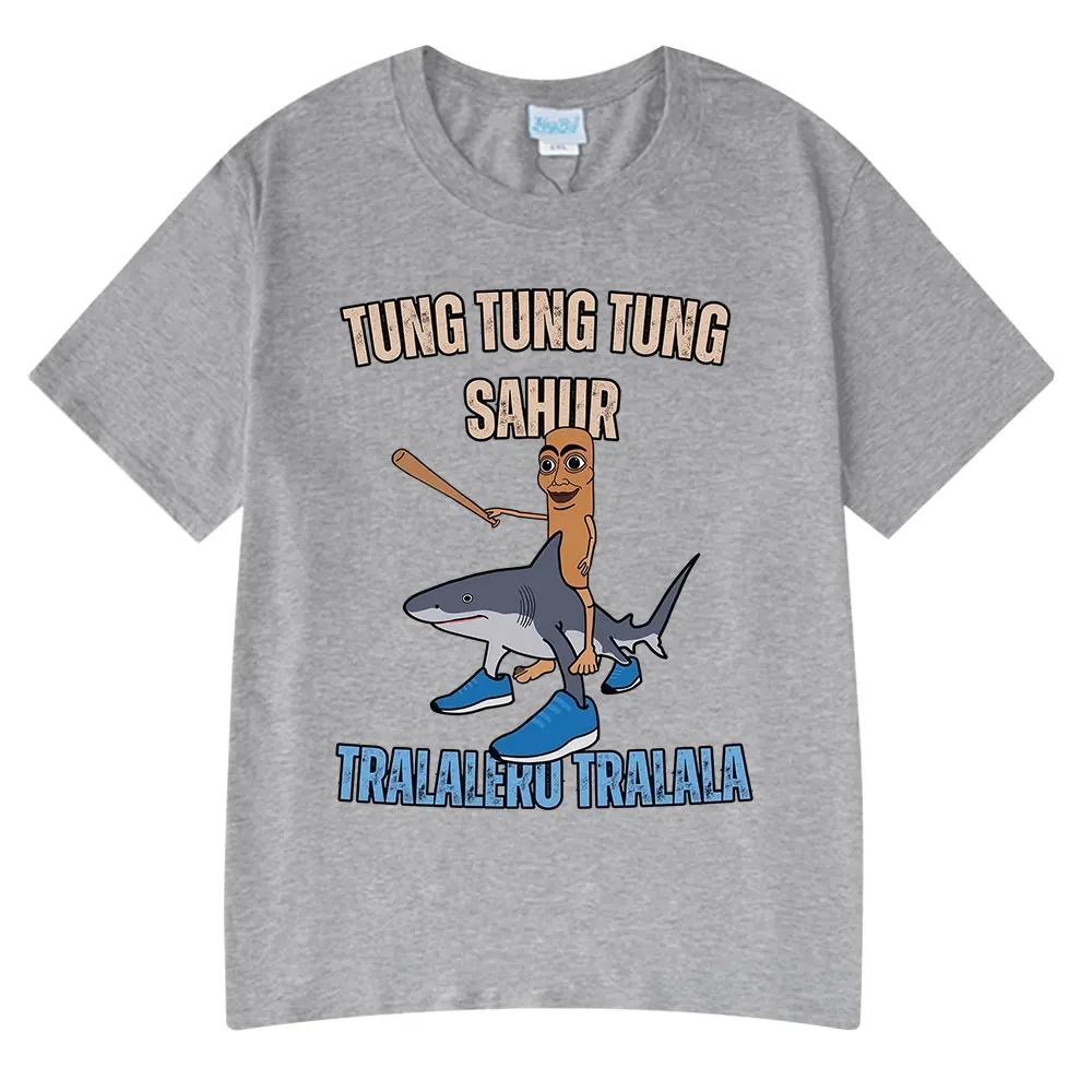 

Итальянский маразм Тралалеро Тралала Тунг Тунг Тунг Сахур Смешная футболка-мем Женская мода Свободные футболки Женские футболки S