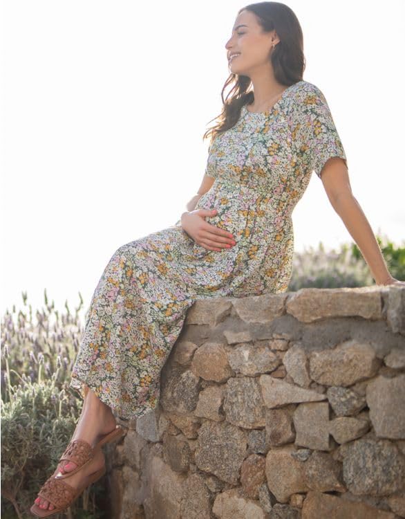 Casual Breastfeeding Maternity Retro Flower [Seraphin] Dress, Dress, TAMIKA, Women's,