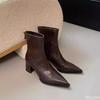 Fashionable Versatile Women Retro Shoes Ankle Boots Women High Heel Thicks Heel Pointed Toe Elegant Minimalist Short Boots
