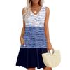 Women's Summer Dresses Loose Fit Printed V Neck Sleeveless Sundresses Beach Hawaiian Dress With Pockets
